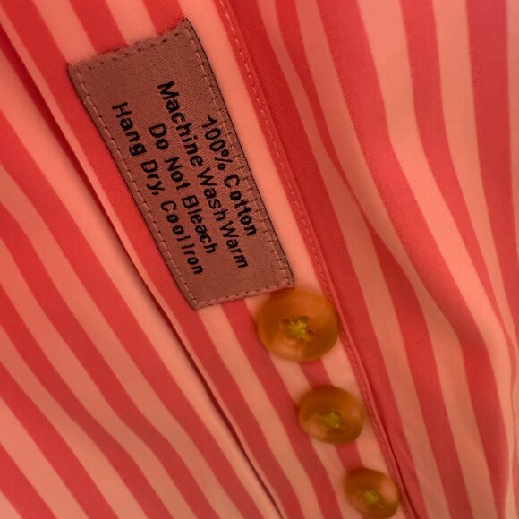 David Donahue Luxury Pink Stripe Cotton Shirt, Size M, Classic Fit - Picture 10 of 12
